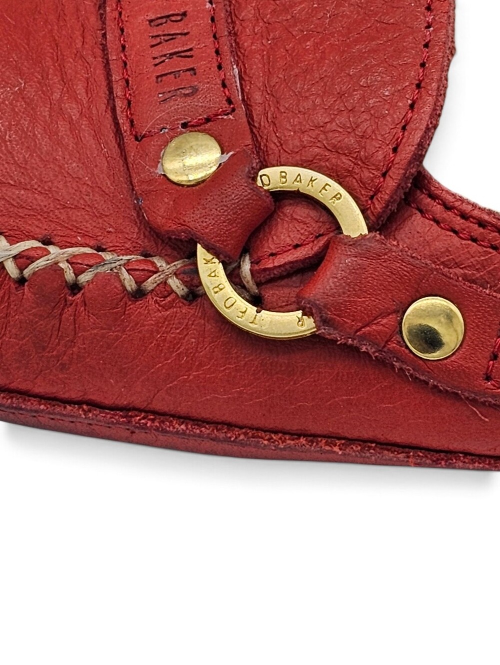 Ted Baker London Red Leather Driving Moccasins Loafers Size 7 US - Picture 10 of 15